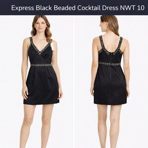 Express Black Beaded Evening Dress Size 10 NWT